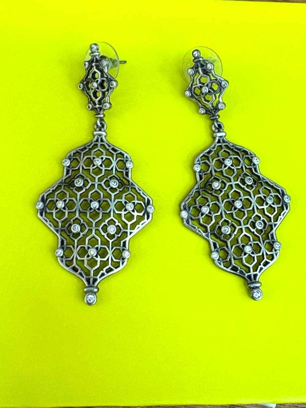 Kendra Scott Antique Silver Renee Filigree Drop Statement Earrings
